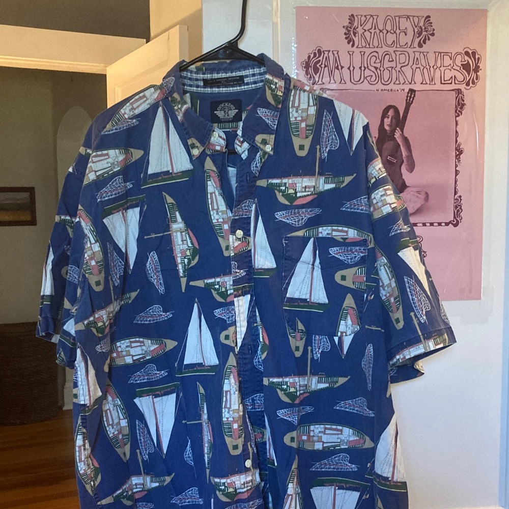 Dockers Blue Nautical Print Men's Shirt